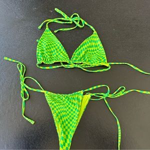 Frankie’s Bikinis Tia Green Checker Bottom